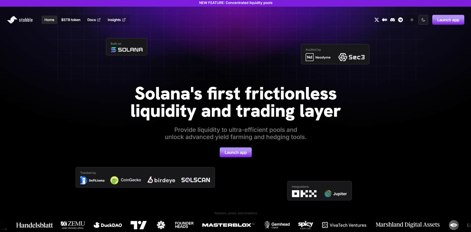 Stabble | Solana's first frictionless liquidity